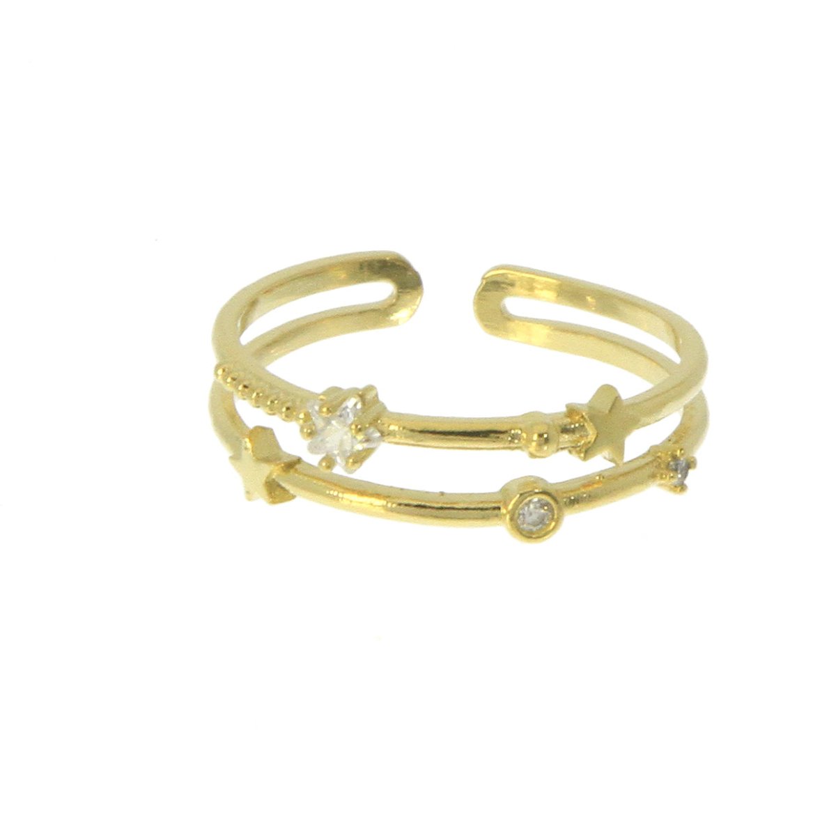 Bague plaqué or zircon - Les Cleias