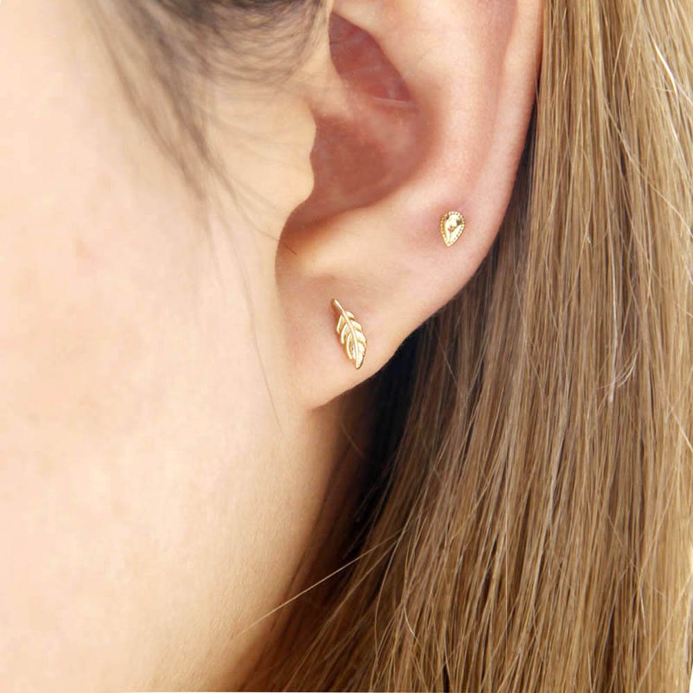 Boucles d'oreilles Plumes plaqué or - Les Cleias