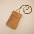 Pochette téléphone Duo en cuir Daim