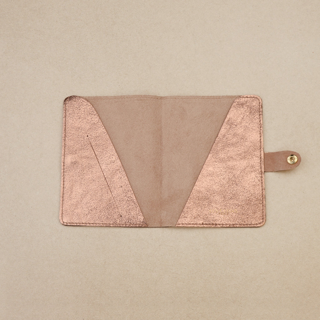 Protège Passeport / Carnet Vith Pression Rose Doré