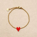 Bracelet cœur perlé Rouge