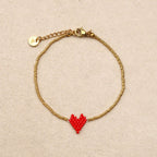Bracelet cœur perlé Rouge