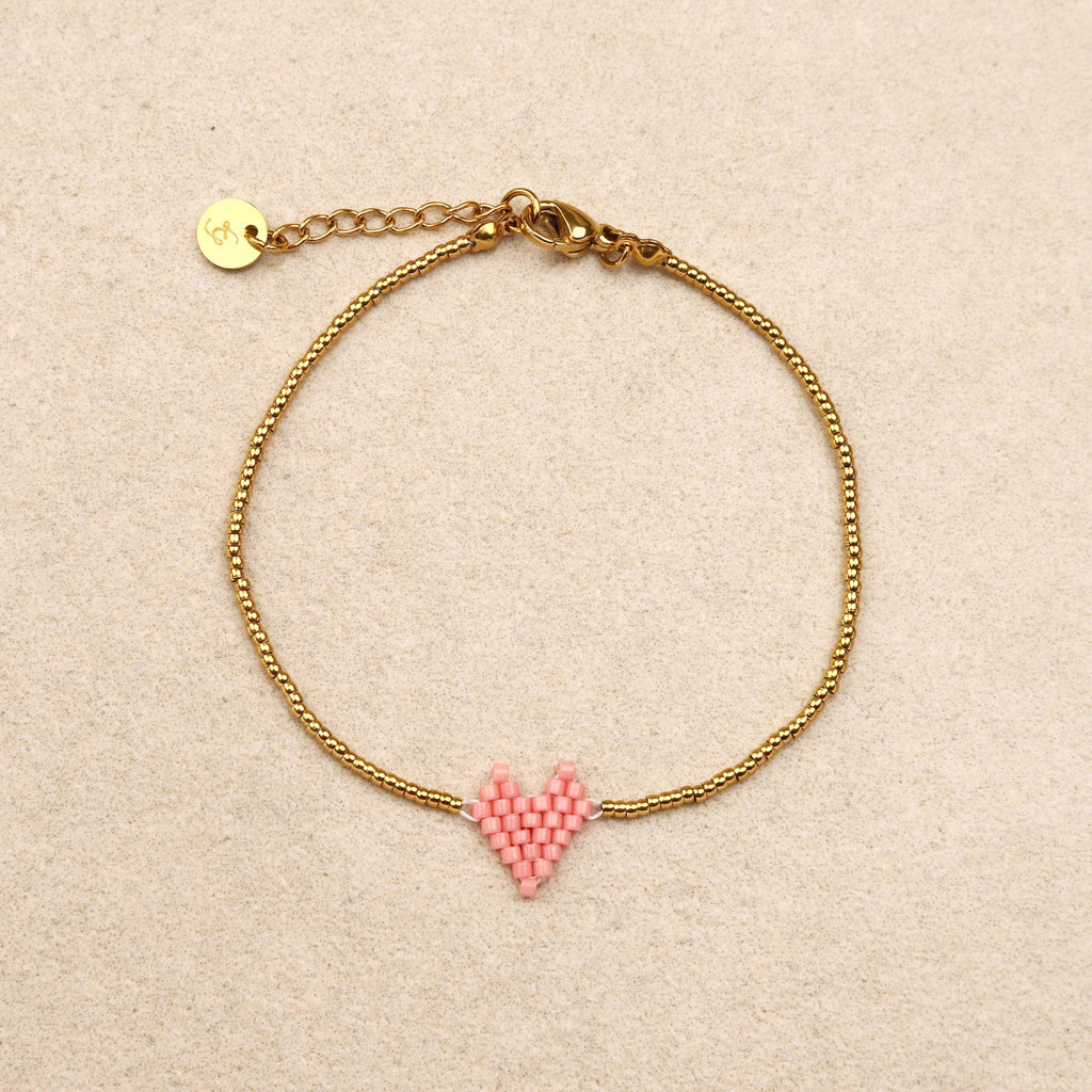 Bracelet cœur perlé Rose