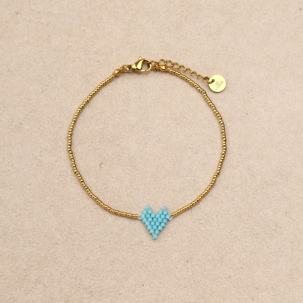 Bracelet cœur perlé Turquoise