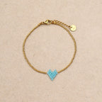 Bracelet cœur perlé Turquoise