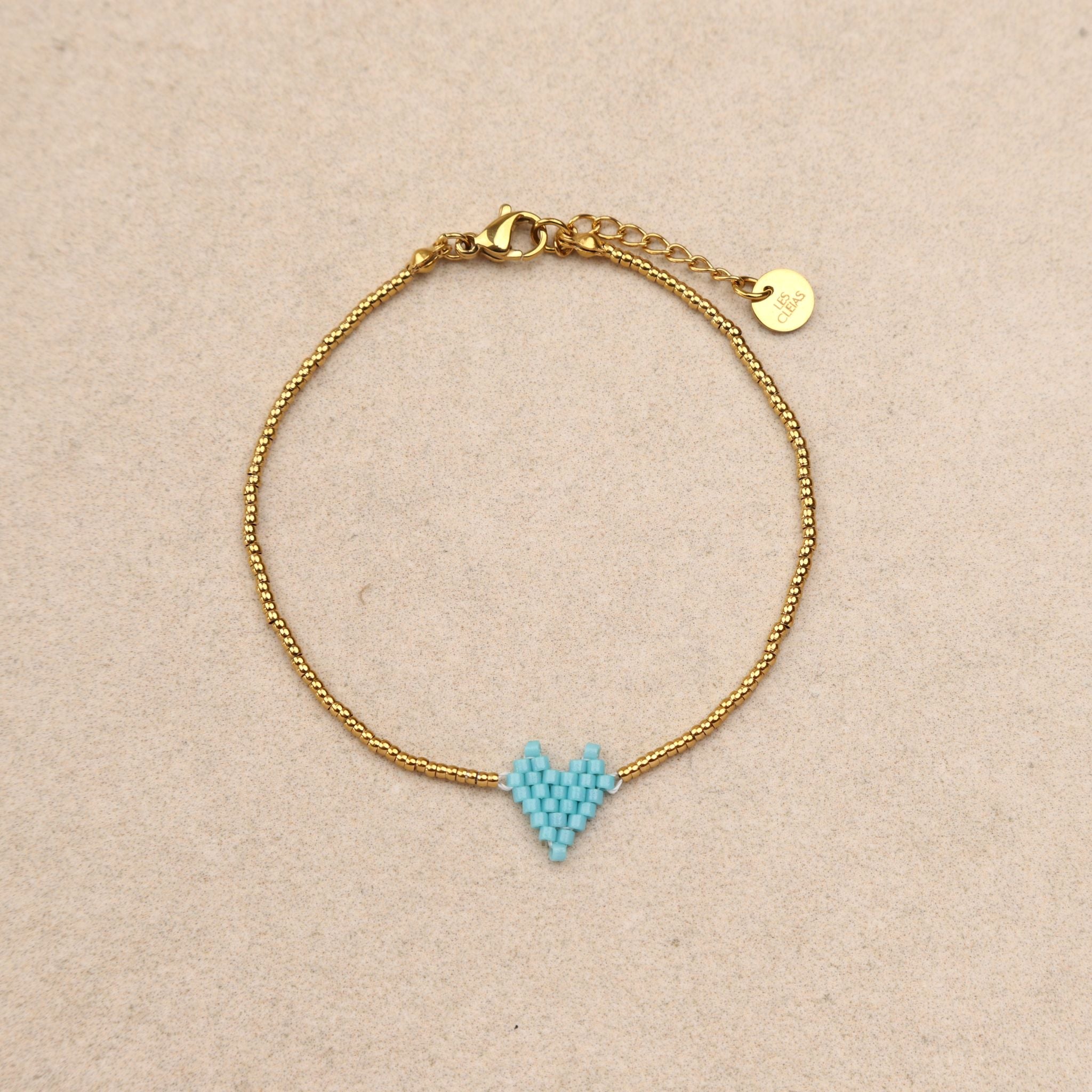 Bracelet cœur perlé Turquoise
