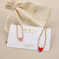 Duo Bracelet Cœur perlé Rose et Rouge