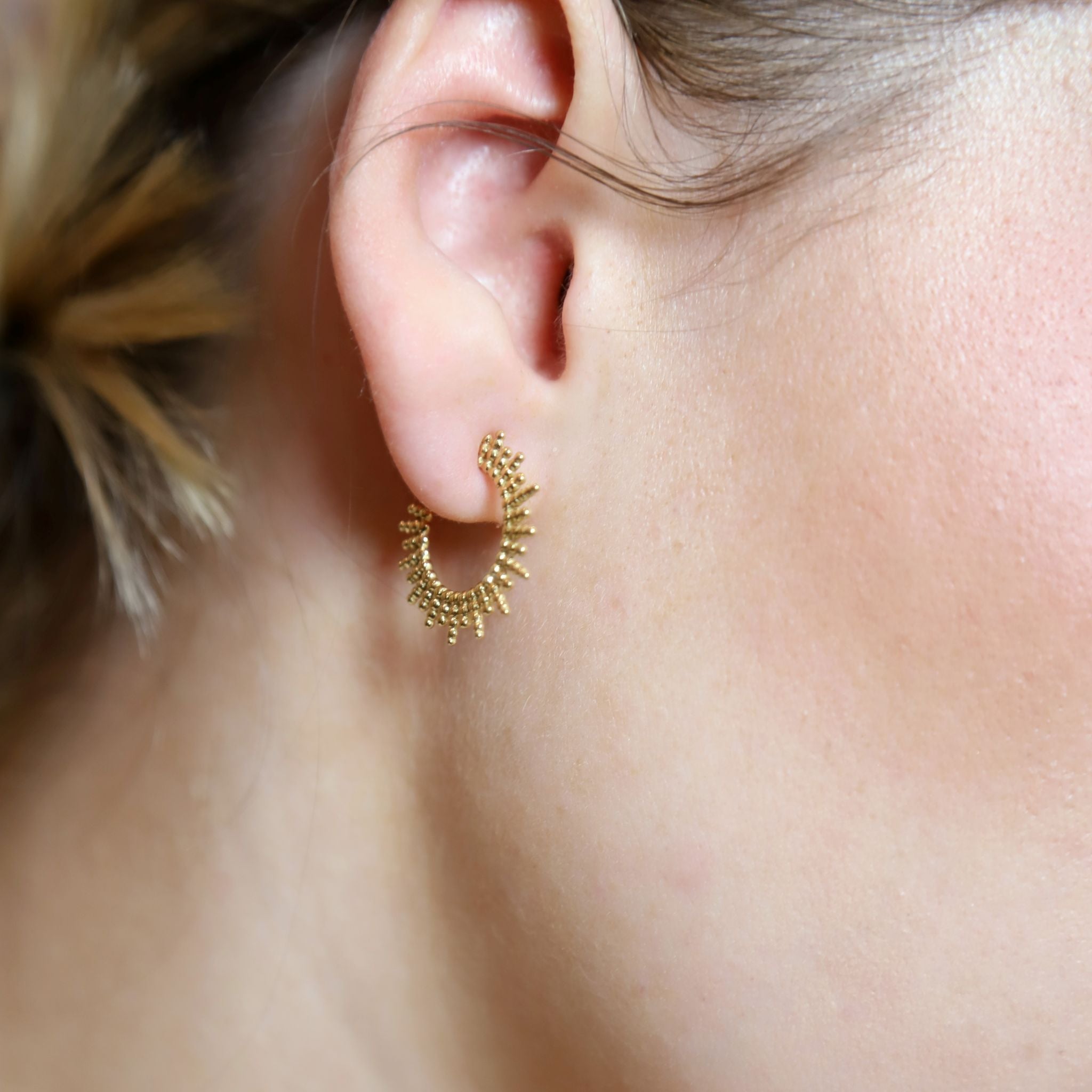 Hoop Earrings worn on a Model