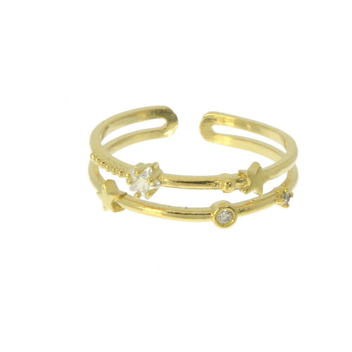 Bague plaqué or zircon - Les Cleias