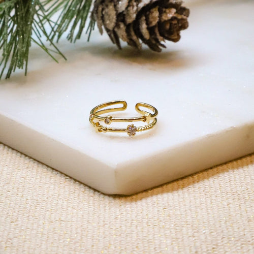 Bague plaqué or zircon - Les Cleias