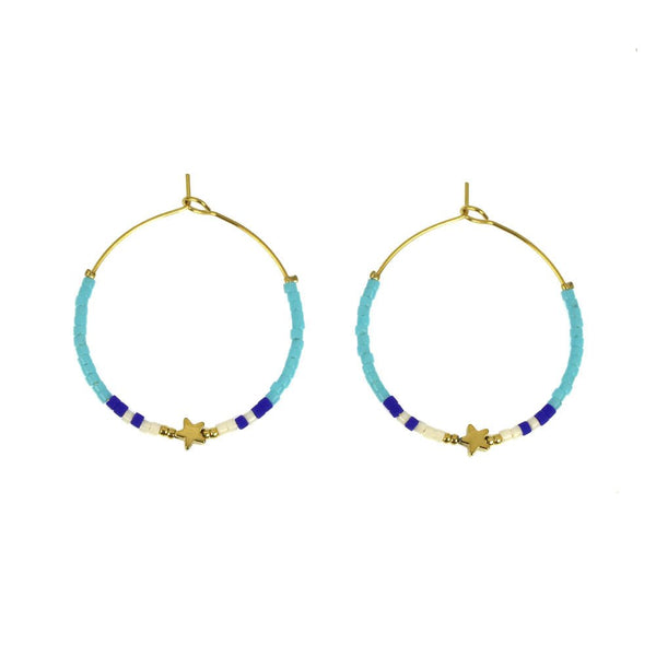 Boucles d’oreilles acier Annie bleu - Les Cleias