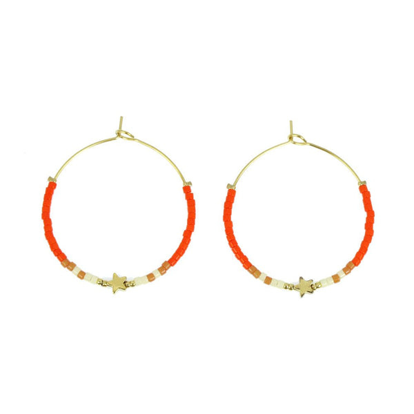 Boucles d’oreilles acier Annie orange - Les Cleias