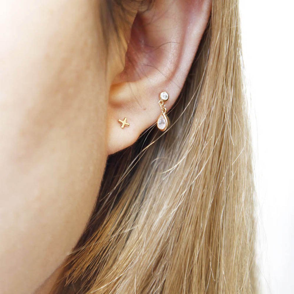 Color Blossom Star Ear Stud, Pink Gold And Grey Mother-Of-Pearl - Per Unit  - Categories