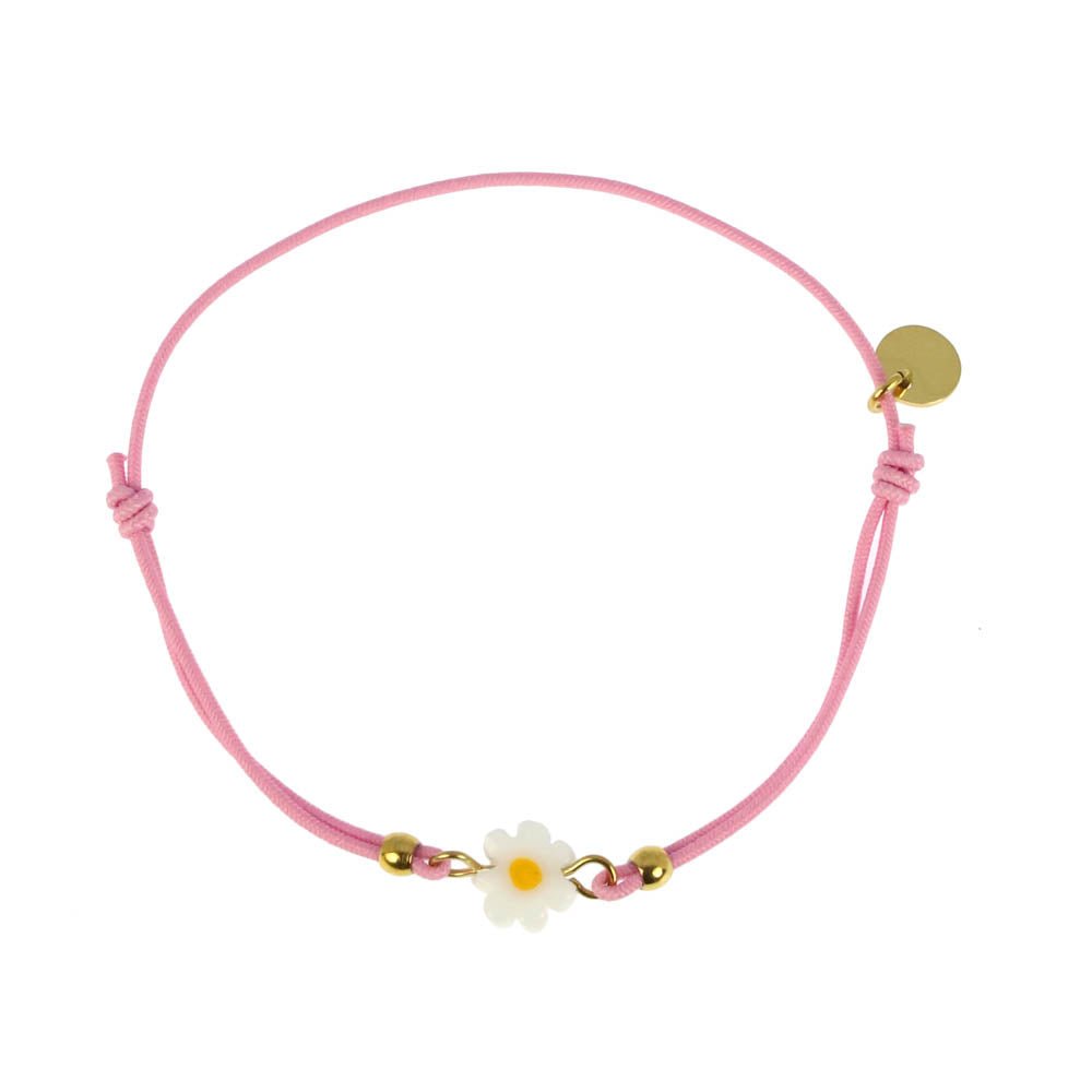Bracelet élastique Pâquerette rose - Les Cleias