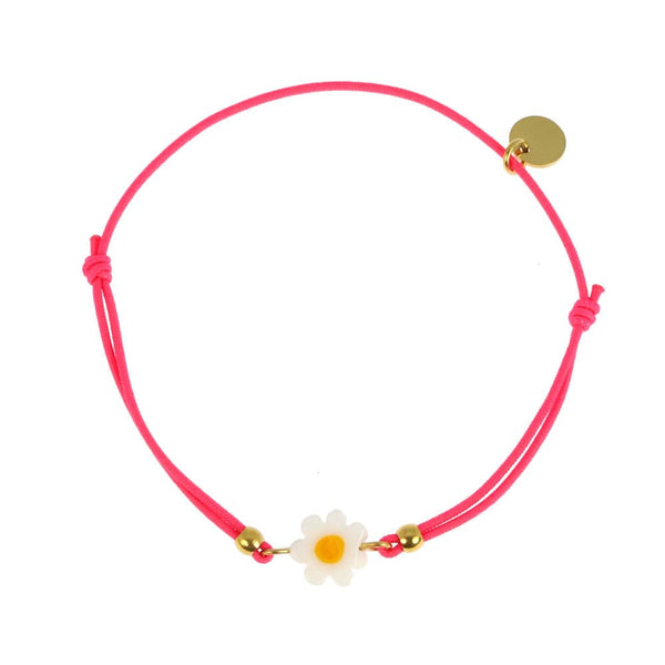 Bracelet élastique Pâquerette rose fluo - Les Cleias