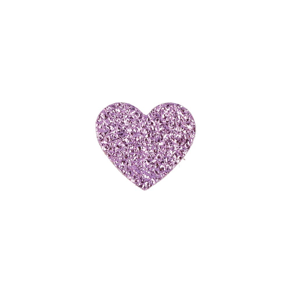 Broche cuir Heart S rose violet - Les Cleias